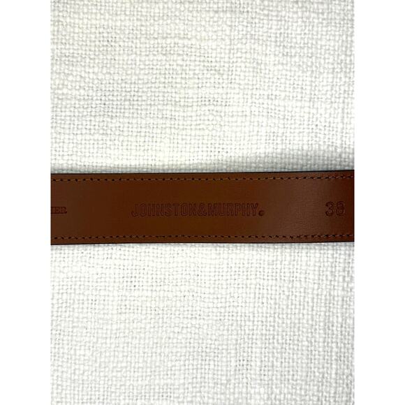 Johnston & Murphy Perforated Suede Leather Belt Brown Sz 38 (Style 75-8020) NWT - Picture 6 of 9